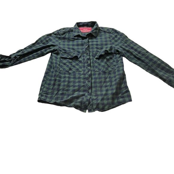 LG rustic outfitters green and blue plaid button up shirt - Picture 1 of 4
